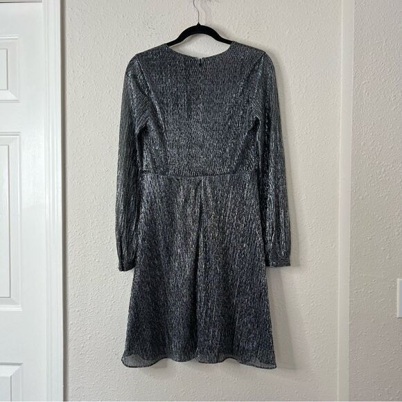 Banana Republic Pleated Metallic Faux Wrap Dress NEW Size 4 (MISSING RIBBON) - Picture 9 of 12